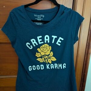 Wound Up Women's Navy Blue Tee with Yellow Graphic
